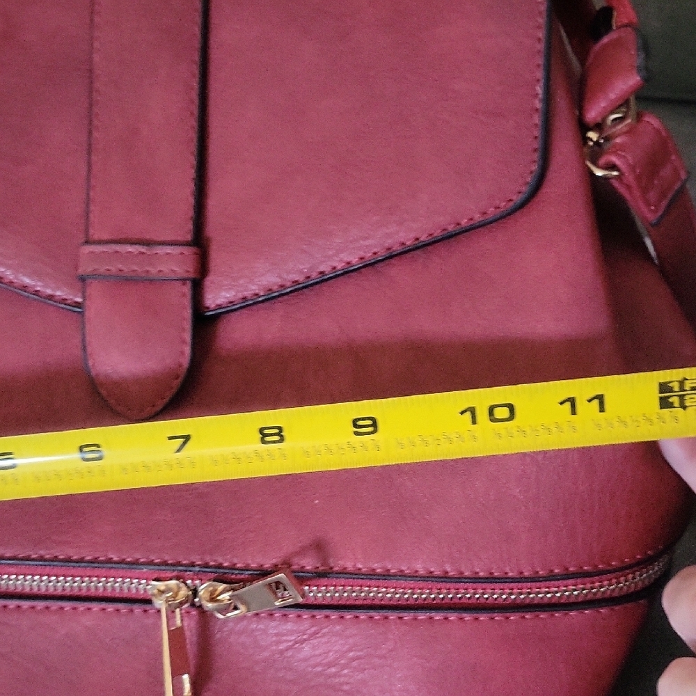 Red Faux Leather Backpack Purse - Picture 16 of 16